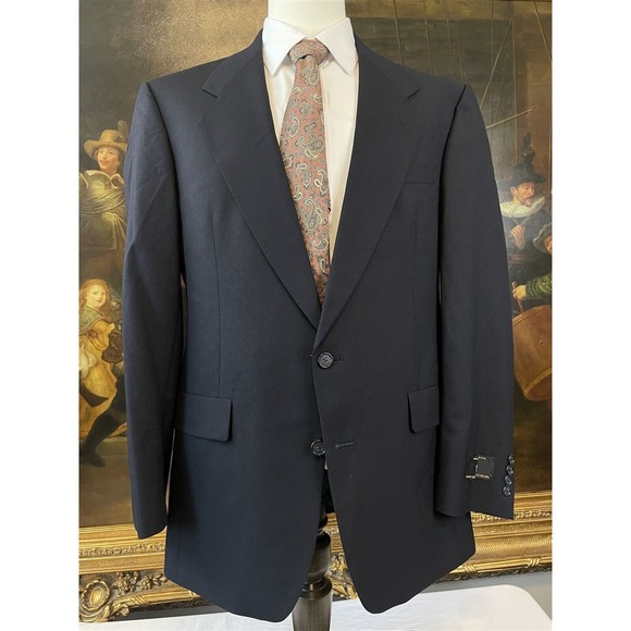NWT VTG Hart Schaffner Marx 40L Black Hopsack Micron 2000 Wool Blazer Jacket